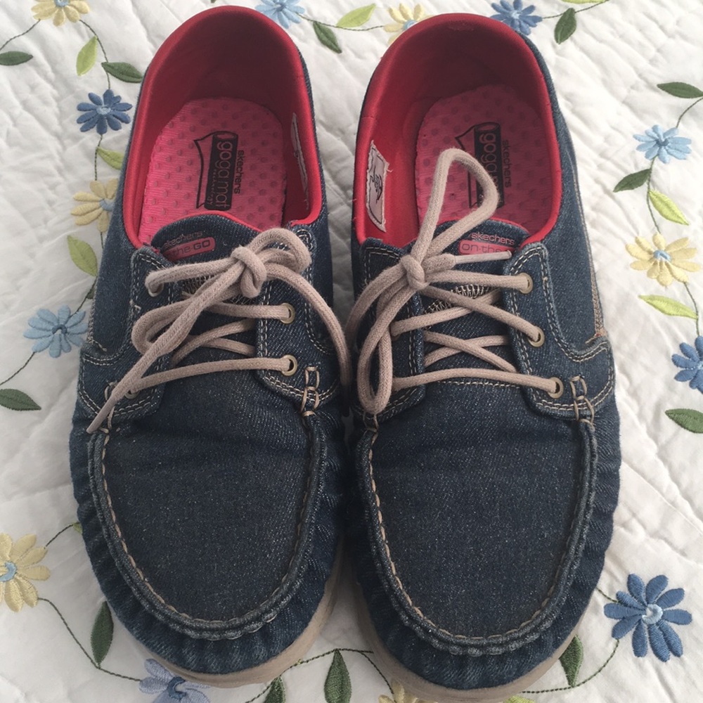 Sketchers Denim Gogamat Loafers Sz 10